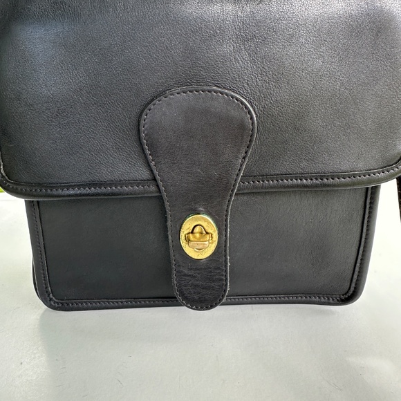 Vintage Coach 5130 Black Leather Station Satchel Crossbody Bag Brass Hardware - Picture 5 of 16